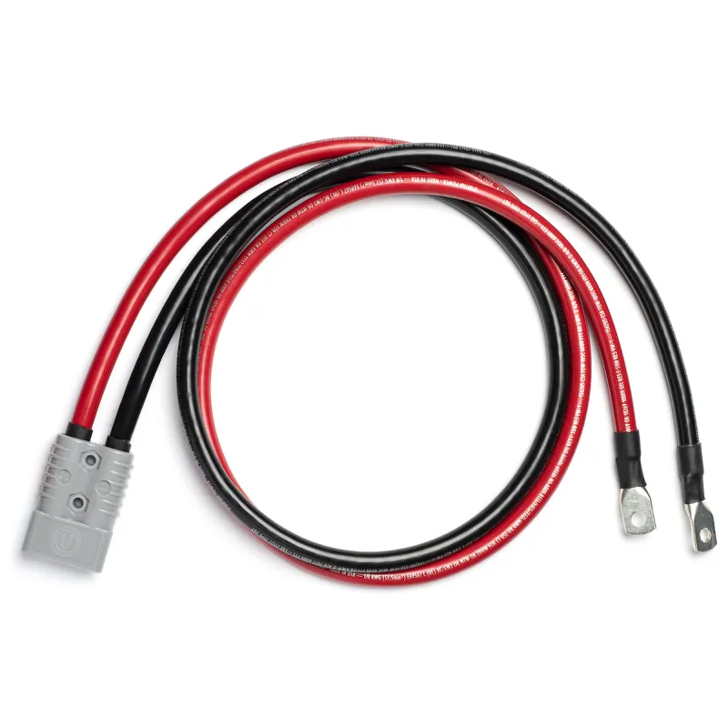 Red and black power cable assembly with a connector and ring terminals
